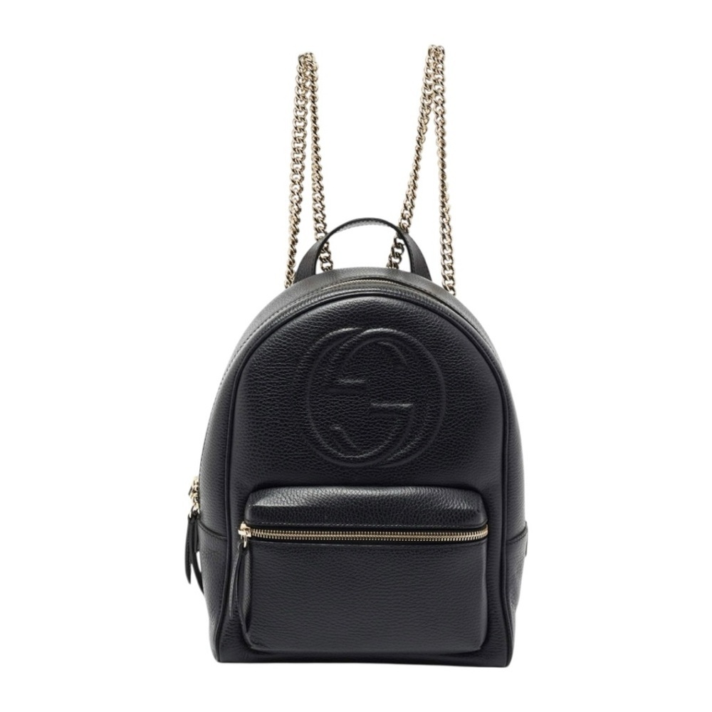 Gucci Black Leather Soho Chain Backpack – Vintage